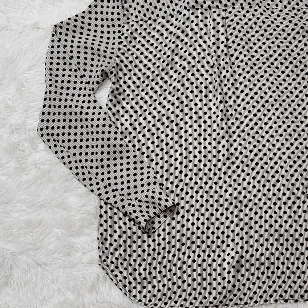 LOFT Polka Dot Striped Button Down Shirt Womens XS Black White Long Sleeve - Picture 3 of 9